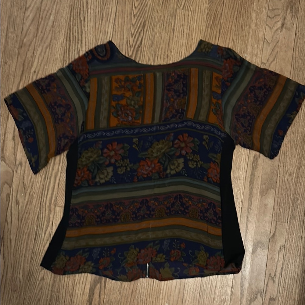 UO Reworked Multicolour Floral Stripe Top - Picture 4 of 8